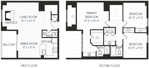 floor plan of the first and second floors of a house